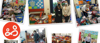 A collage made of multiple photos showing Elmbridge Family Centres' staff supporting families in need 