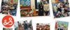A collage made of multiple photos showing Elmbridge Family Centres' staff supporting families in need