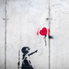 A wall painting of a young girl losing a heart-shaped balloon, reflects the emotions of a child facing bereavement and loss