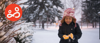 Girl playing in the snow is relaxed, at ease and not affected by any tension within her family at Christmas