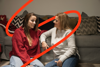 Mother talking with daughter