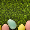 An image showing the gift of Easter eggs in different colours, to represent the charity link between Waitrose and Spurgeons