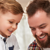 Father and son enjoying time together, to mark Autism Awareness Month 