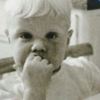 An old photo of David Meader as a toddler, is placed over another image of Spurgeons Birchington Children's home